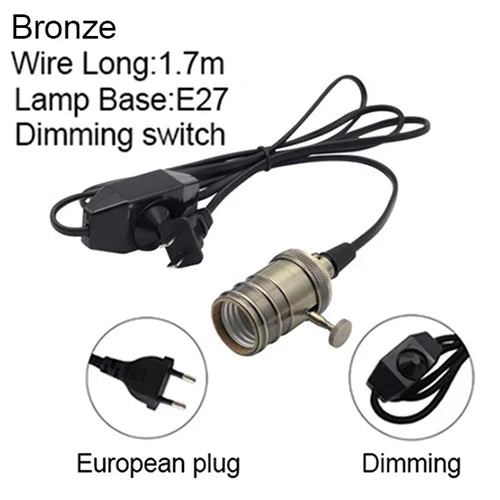 suspension vintage en fer avec interrupteur et support de lampe