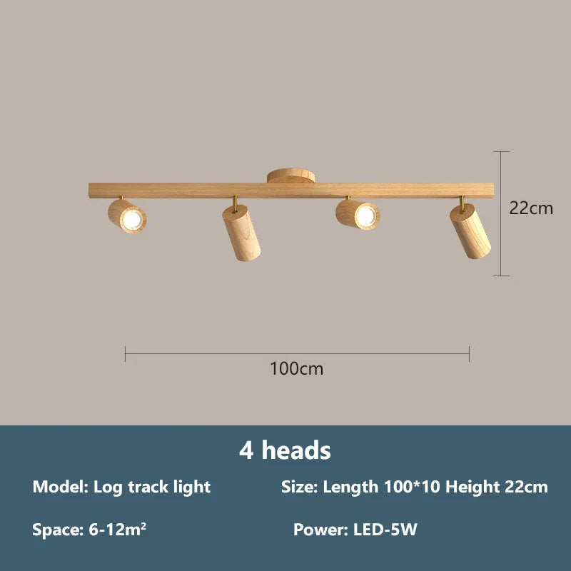 Plafonnier projecteurs spots sur rail LED nordique salon mur allée barre éclairage magasin de vêtements en bois