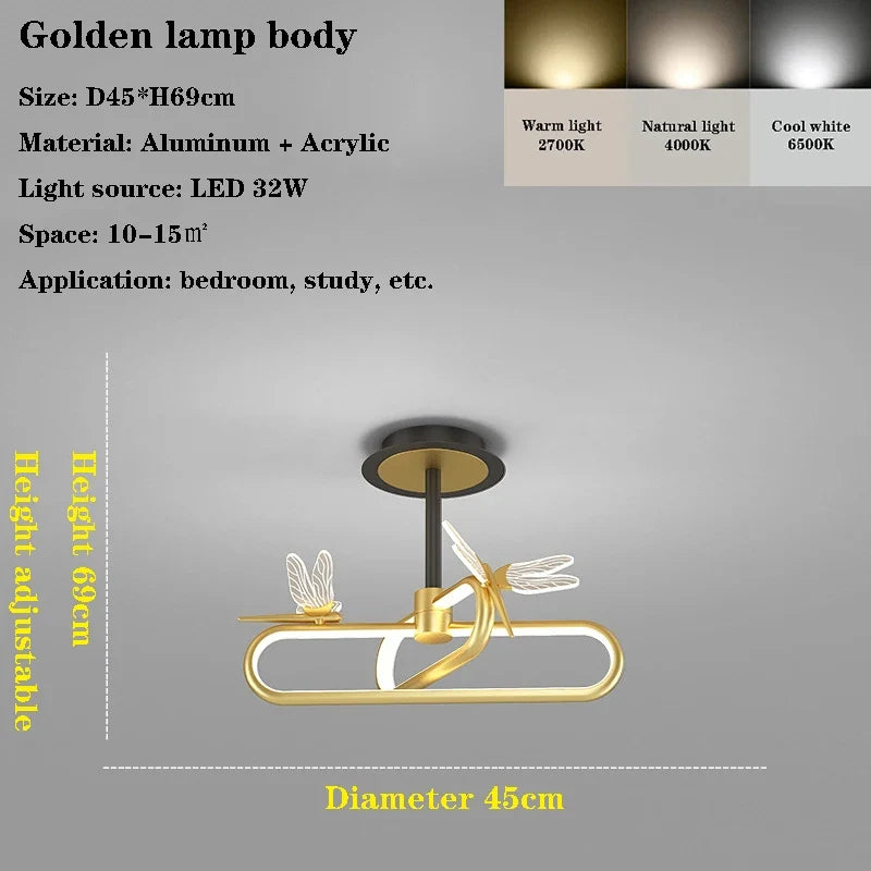 lustre nordique de luxe libellule led rétractable moderne