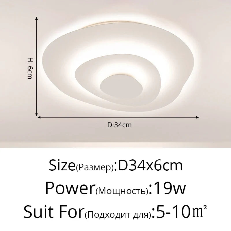 Anneaux annuels modernes LED lustre intérieur salon ondulation forme meubles de maison décoration fer blanc corps couleur lampe éclairage