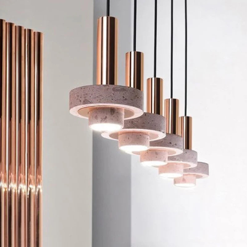 suspension led terrazzo nordique en aluminium pour hôtel bar
