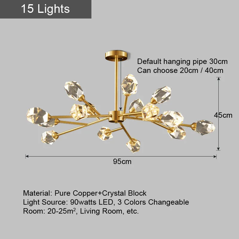 lustre spoutnik design moderne pour décoration intérieure en cristal