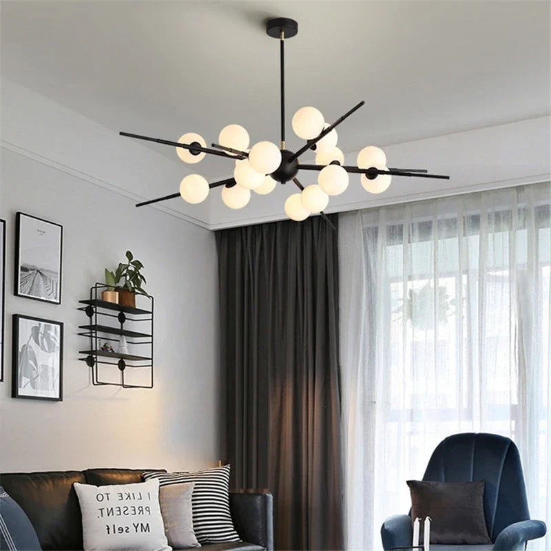 lustre led moderne en verre boule nordique pour bar café