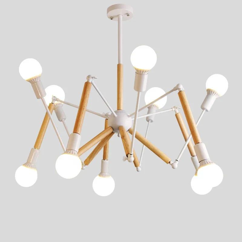 lustre en bois massif style moderne lampe araignée créative post-moderne