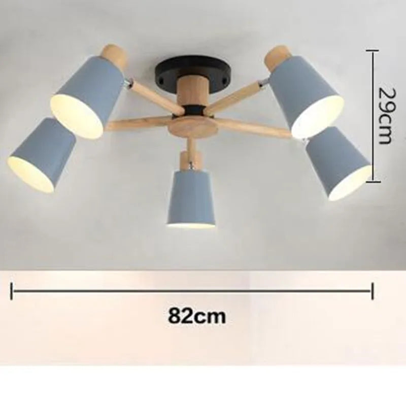 lustre nordique en bois massif simple et moderne