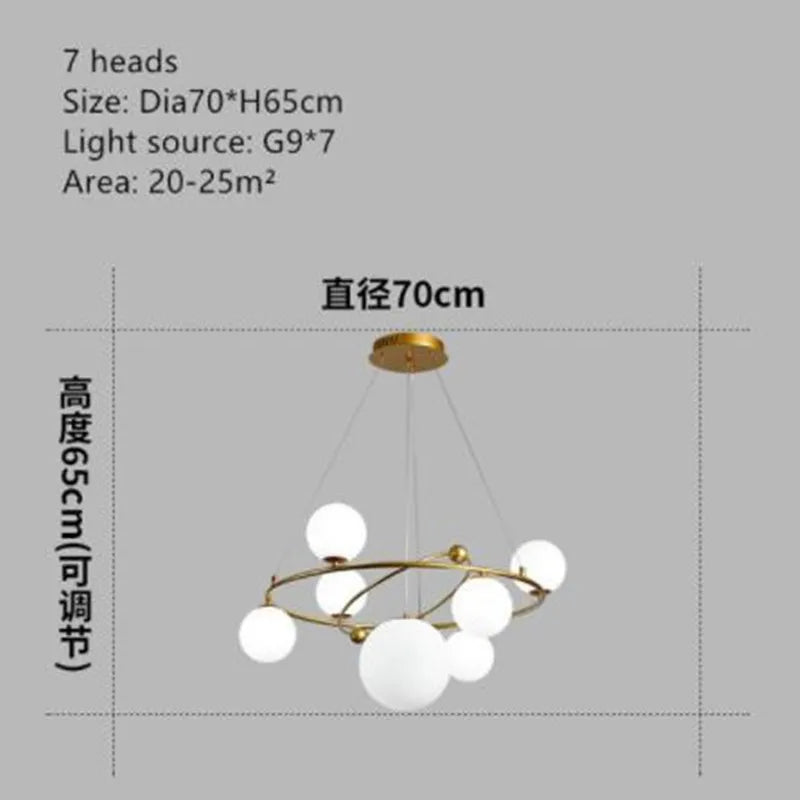 suspension LED nordique lustre en verre décoratif pour intérieur