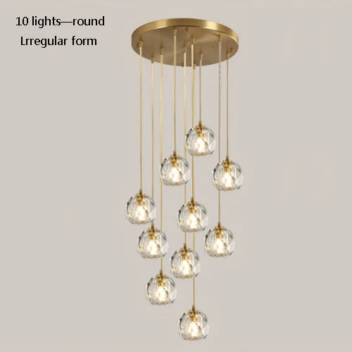 suspension en cristal k9 en cuivre design nordique créatif