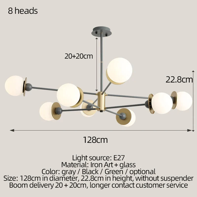 lustre moderne boule de verre pour éclairage intérieur décoratif