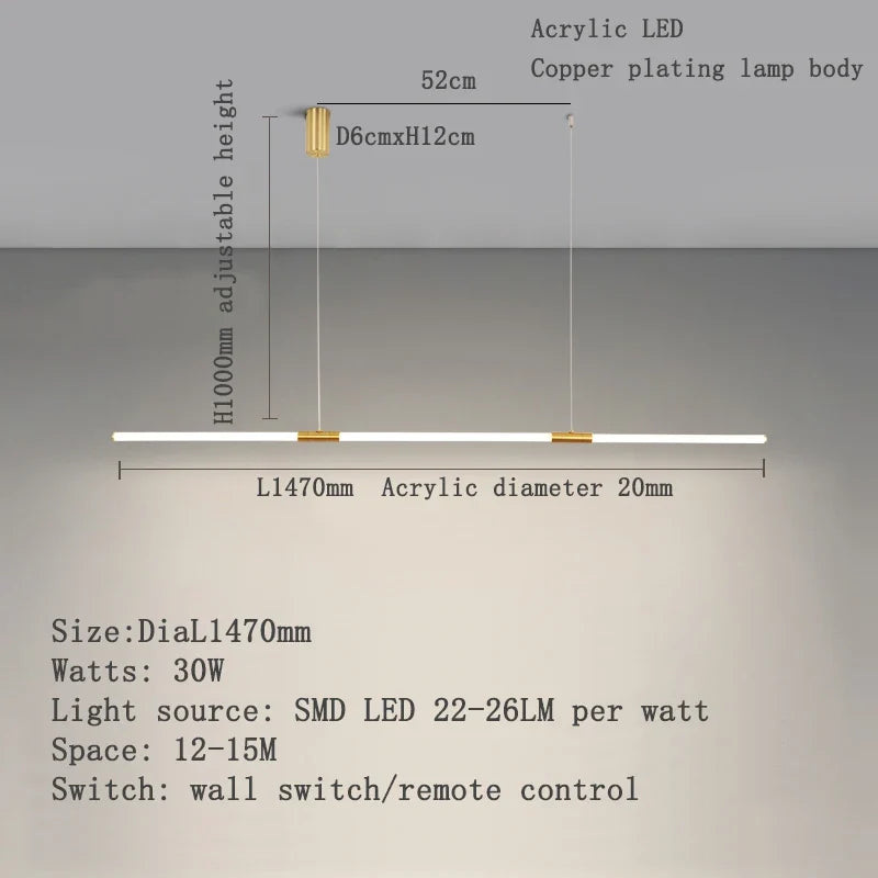 Lustre design style cuivre placage moderne LED
