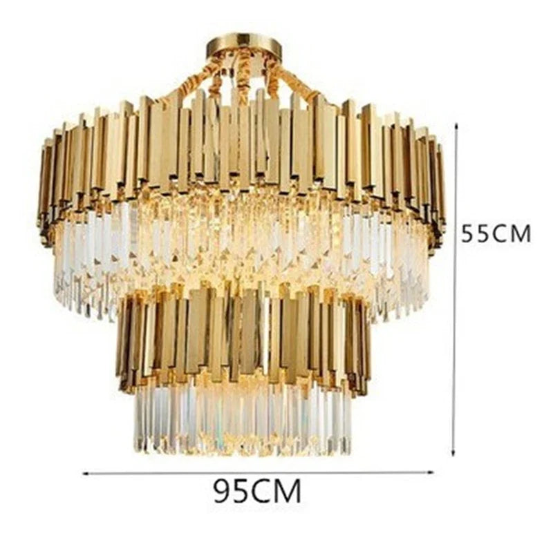 lustre moderne en cristal avec grande suspension à led