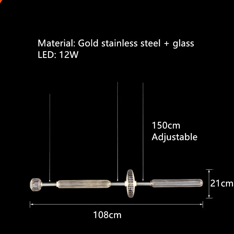suspension postmoderne en verre transparent pour espaces modernes