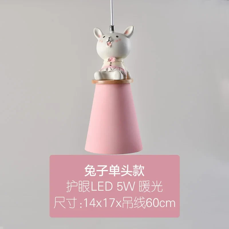 lustre créatif dessin animé animal pour chambre d'enfants