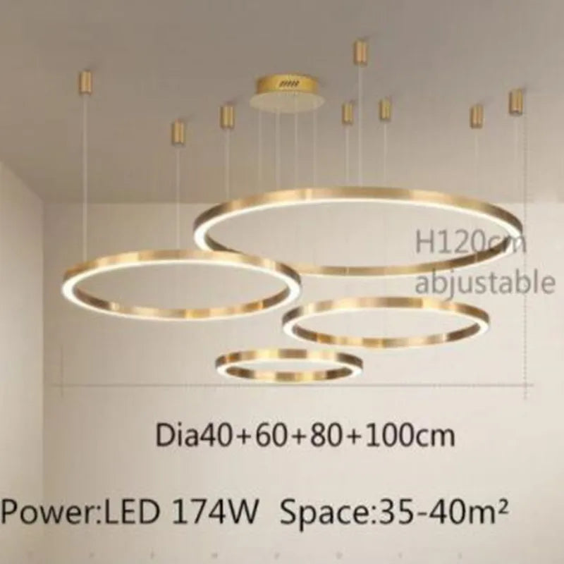 lustre led moderne brossé avec anneau lumineux
