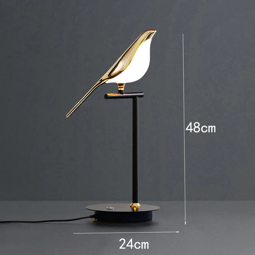 design lampe de table LED placage postmoderne or oiseau alliage acrylique lampe de bureau pour chambre étude salle salon lampadaire