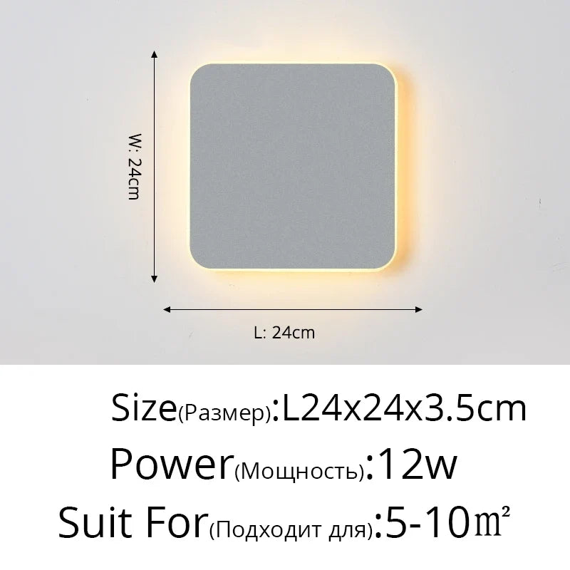 Applique murale LED lampe avec interrupteur tactile chambre chevet intérieur escalier luminaire carré et rectangle lumière 10W 12W 13W wandlamp