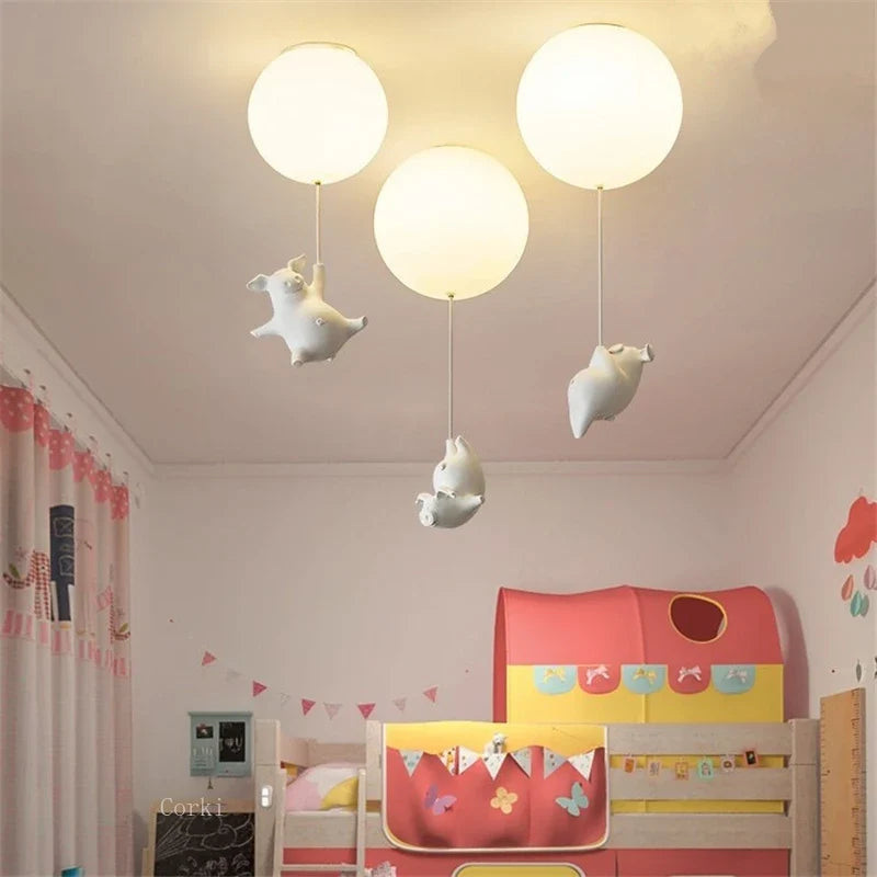 plafonnier led cochon volant pour décoration enfants
