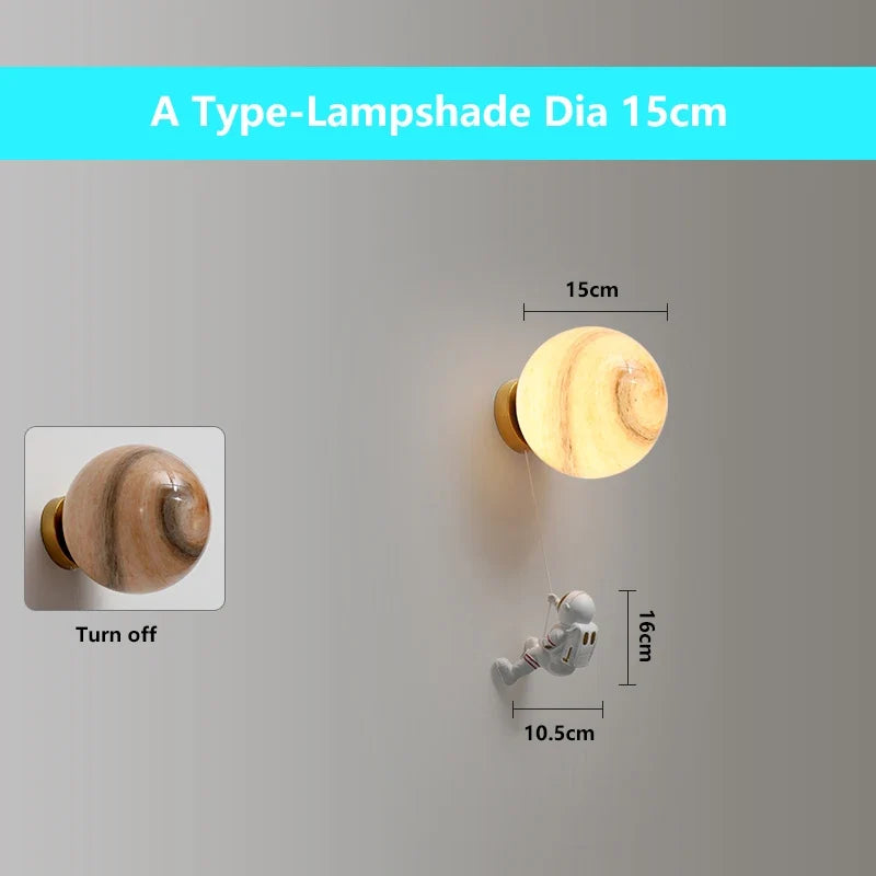 applique murale d'astronaute 3d avec lumières de lune pour enfants