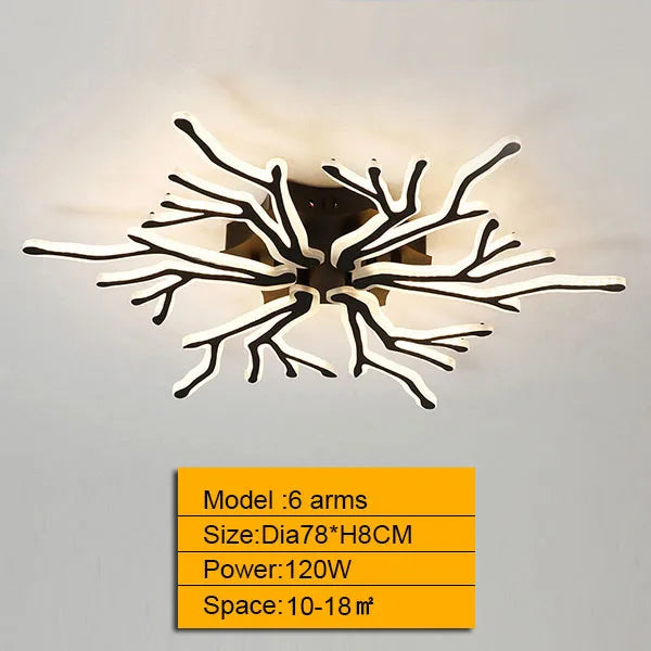 lustre moderne à bras multiples avec télécommande en aluminium acrylique