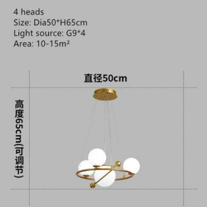 suspension LED nordique lustre en verre décoratif pour intérieur