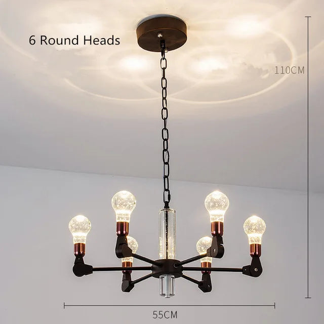 lustre nordique créatif en fer et cristal moderne