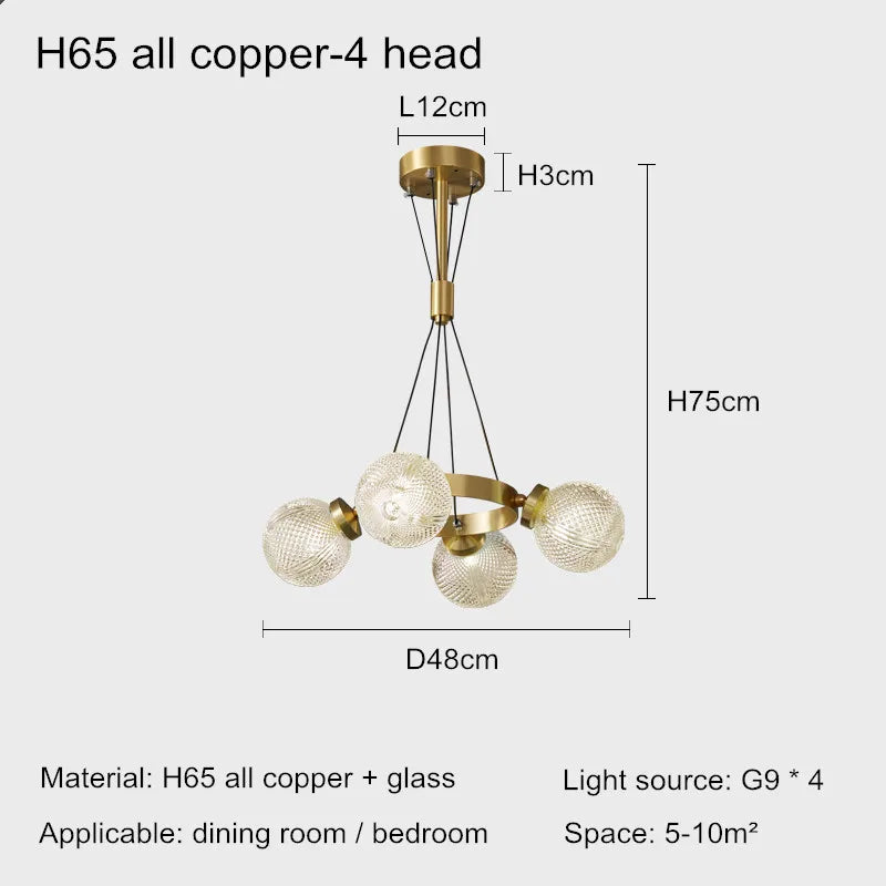 lustre en cuivre postmoderne design nordique pour éclairage élégant