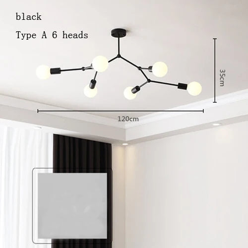 lustre moderne à plusieurs têtes pour intérieur créatif