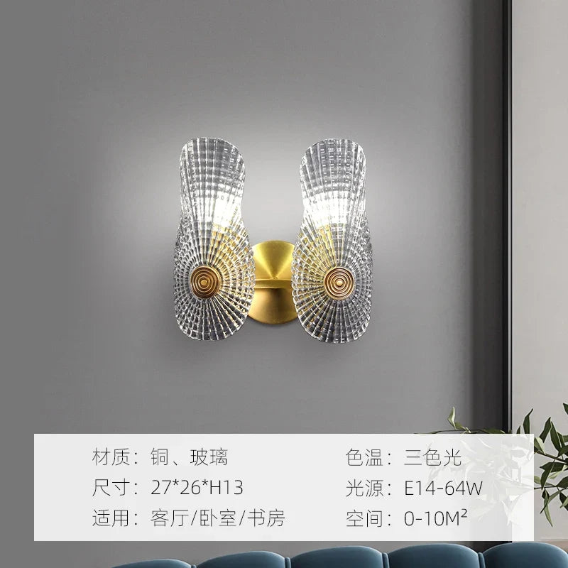 applique murale led design ailes dorées de luxe moderne