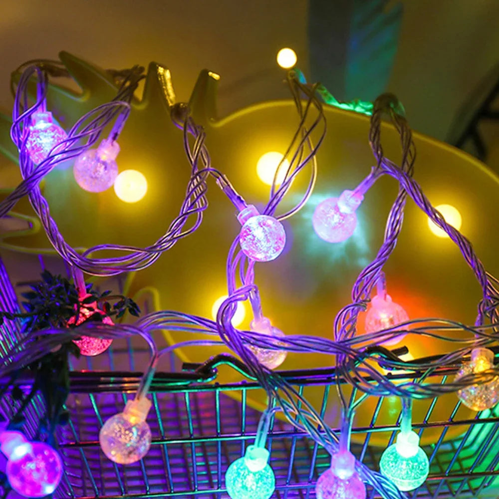 guirlande lumineuse à boules de cristal led pour décorations festives