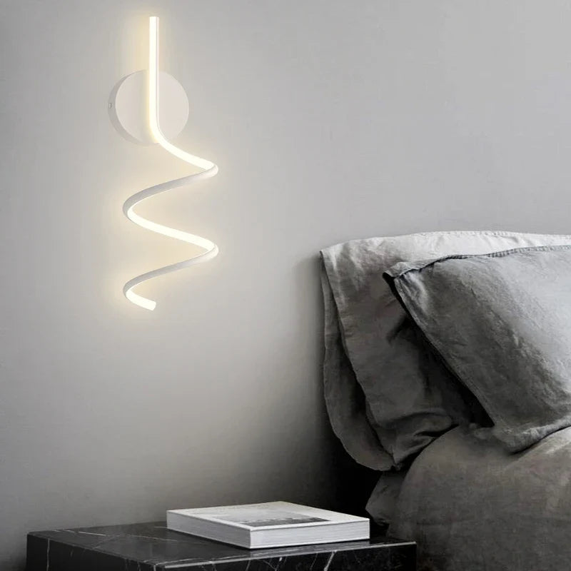 applique murale scandinave simple en spirale en aluminium et métal led