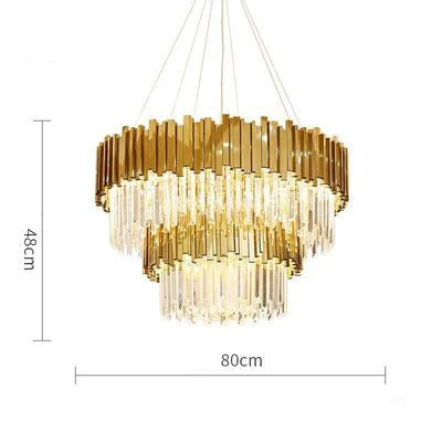 plafonnier moderne en cristal ovale à plusieurs couches