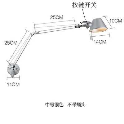 applique murale led moderne à bras long pliable et réglable pour lecture