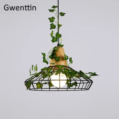 suspension moderne en bois avec éclairage led pour plantes