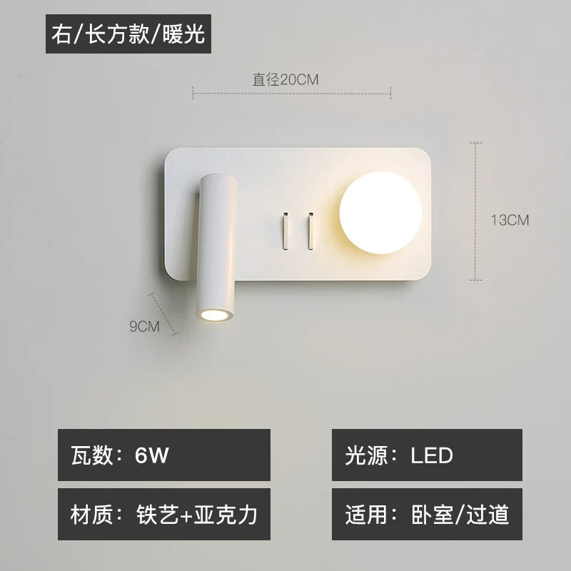 applique murale moderne rotative à led pour intérieur décoratif