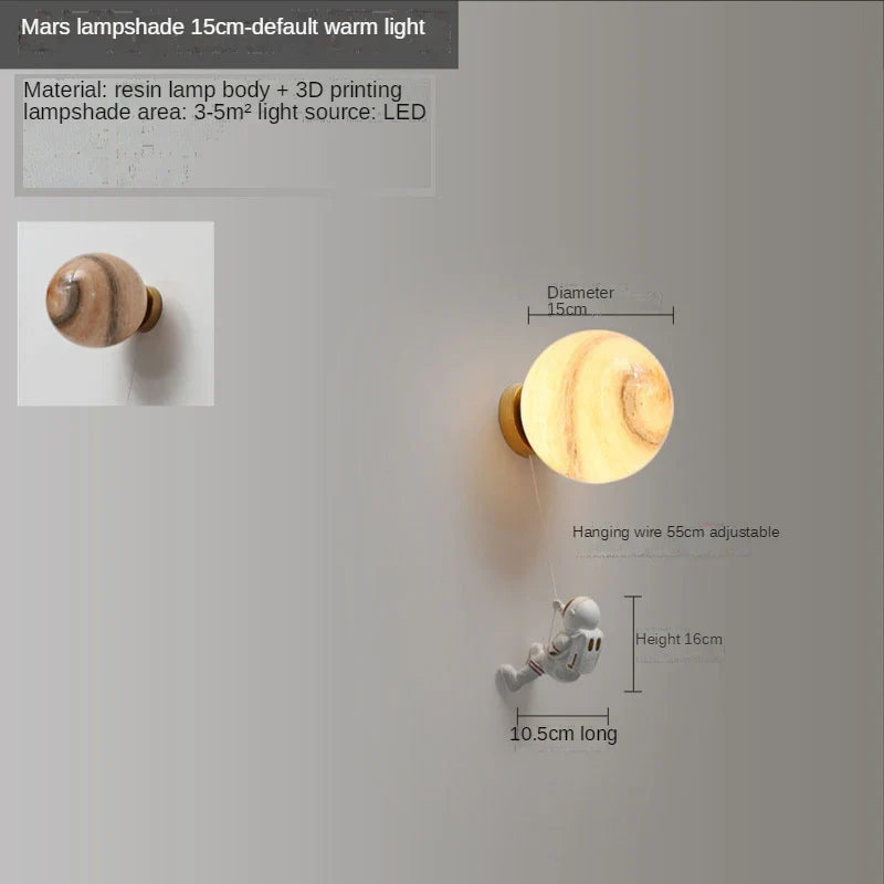 applique murale astronaute enfants 3d lune décoratif chevet