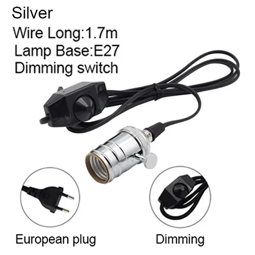 suspension vintage en fer avec interrupteur et support de lampe