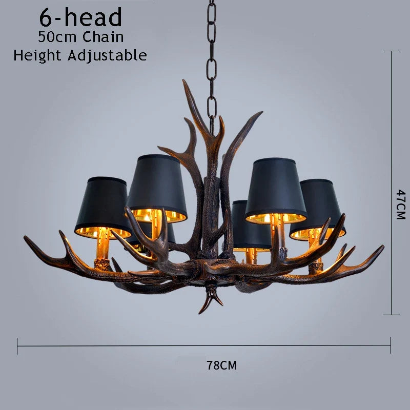 lustre vintage amérique pour café bar hôtel avec suspension deerhorn
