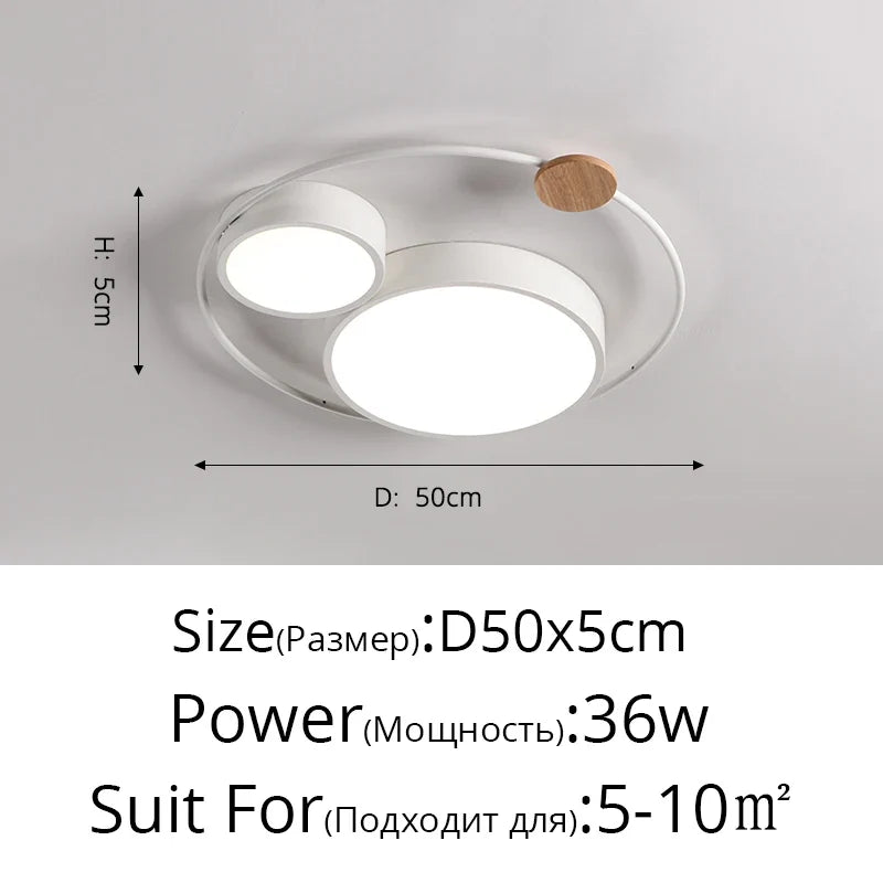 plafonnier led nordique en bois acrylique décoration ronde macaron