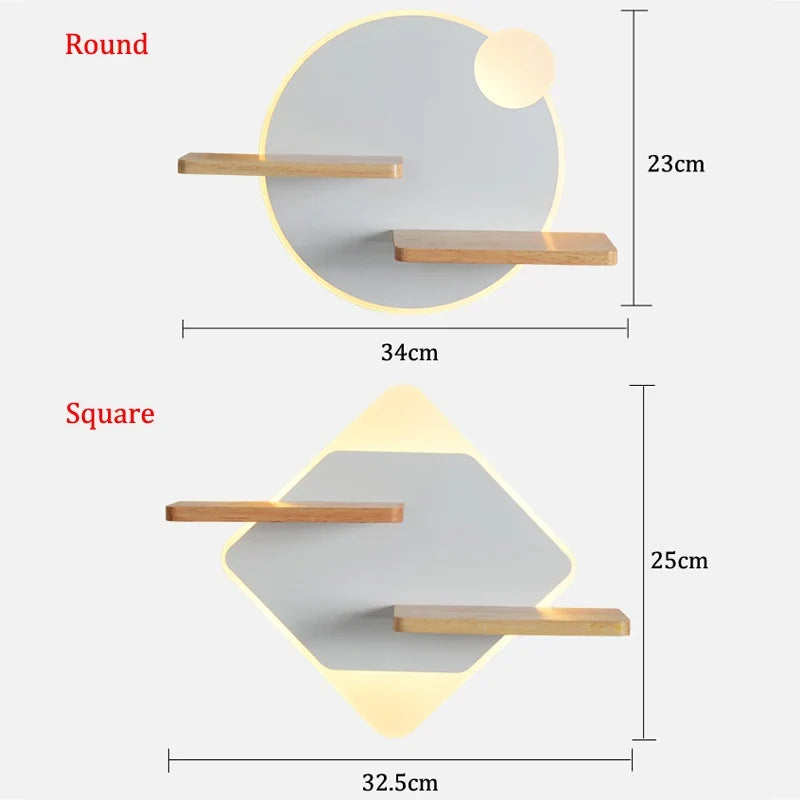 Applique murale led nordique avec étagère et chargeur usb