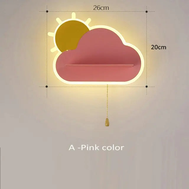 applique murale led enfants métal tirette rose-bleu-blanc