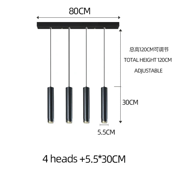 lampe cylindrique moderne nordique pour restaurant à LED
