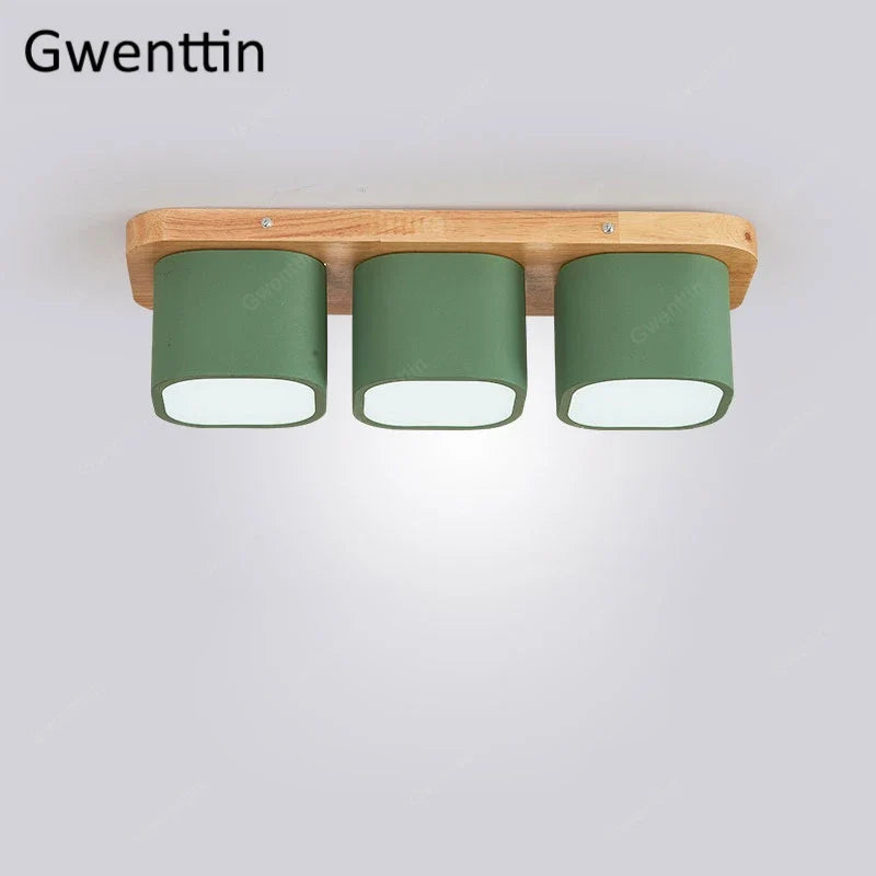 plafonnier moderne en bois et fer design nordique pour intérieur décoratif