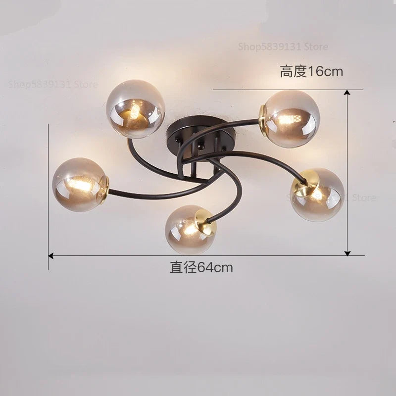 plafonnier nordique simple en verre avec led moderne