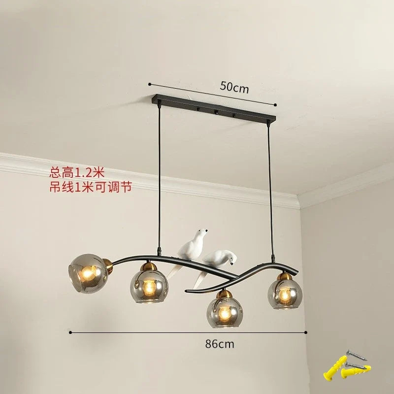 lampe d'oiseau nordique lustre moderne abat-jour en verre led