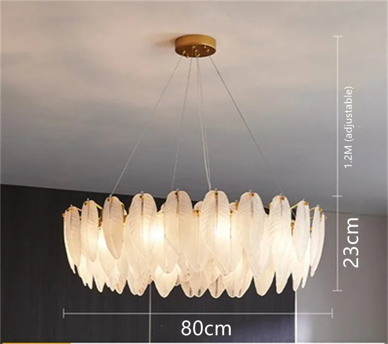 lustre moderne en verre en forme de plume d'oie éclairage suspendu