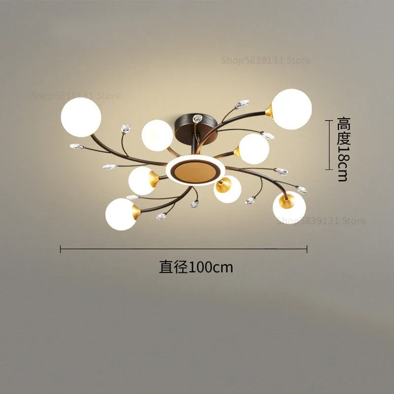 plafonnier moderne en verre de cristal vintage avec éclairage led