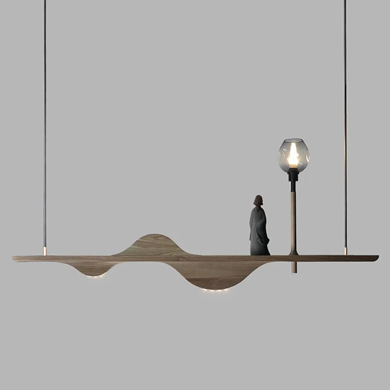 suspension en bois massif style moderne zen pour éclairage créatif