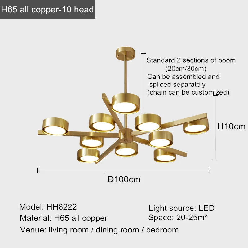 lustre nordique en cuivre design créatif pour éclairage doux