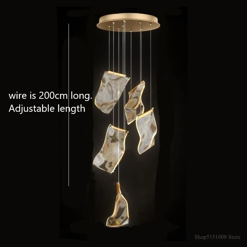 lustre led moderne pour escalier et magasin de vêtements