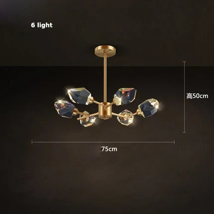 lustre en cristal et cuivre style art déco design moderne
