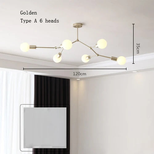 lustre moderne à plusieurs têtes pour intérieur créatif